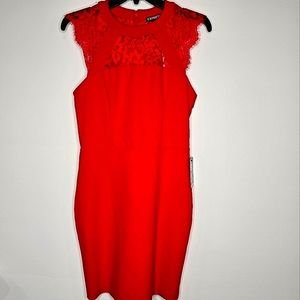 Express Red Lace Midi Dress